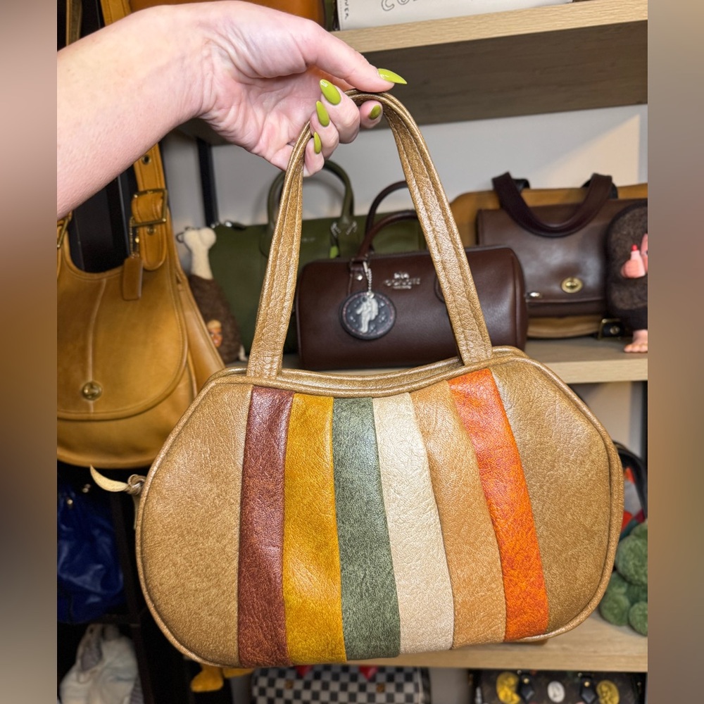 Vintage 70s Vinyl Striped Bag